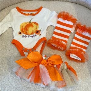 Baby Essentials Pumpkin Costume - Orange and White Halloween/Fall
